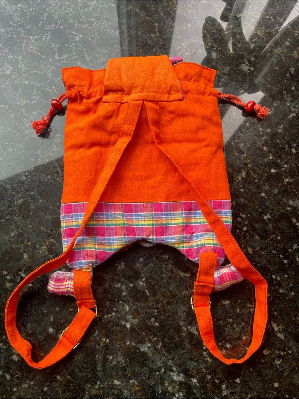 Colorful Orange Owl Kids Drawstring patchwork mini Backpack